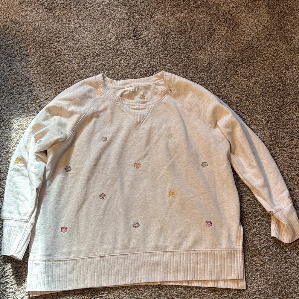 Maurice’s Cream Leaf Print Women's Crewneck